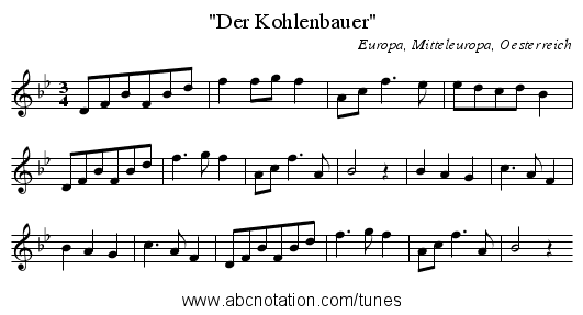 Der Kohlenbauer - staff notation