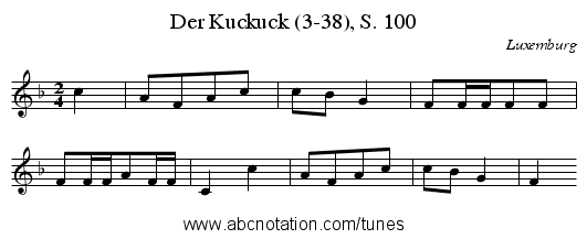 Der Kuckuck (3-38), S. 100 - staff notation