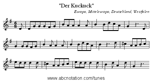 Der Kuckuck - staff notation