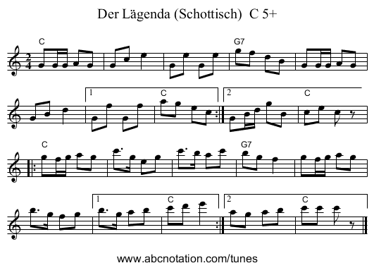Der Lägenda (Schottisch) C 5+ - staff notation