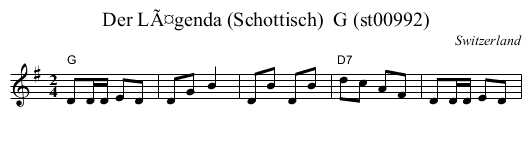 Der LÃ¤genda (Schottisch)  G (st00992) - staff notation