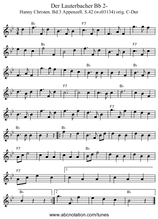 Der Lauterbacher Bb 2- - staff notation