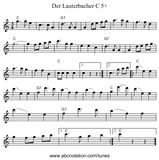 Der Lauterbacher C 5+ - staff notation