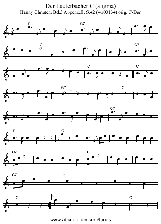 Der Lauterbacher C (alignia) - staff notation