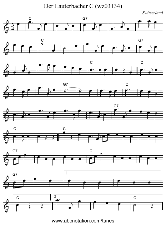 Der Lauterbacher C (wz03134) - staff notation