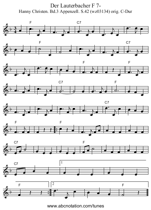 Der Lauterbacher F 7- - staff notation