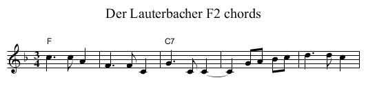 Der Lauterbacher F2 chords - staff notation