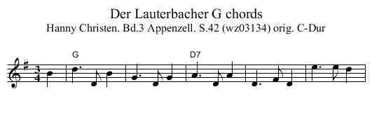 Der Lauterbacher G chords - staff notation
