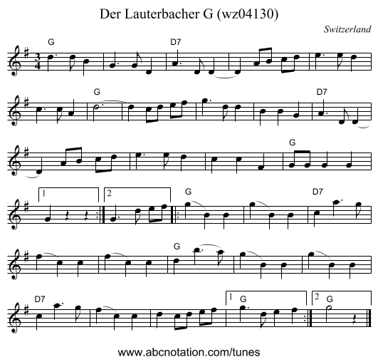 Der Lauterbacher G (wz04130) - staff notation