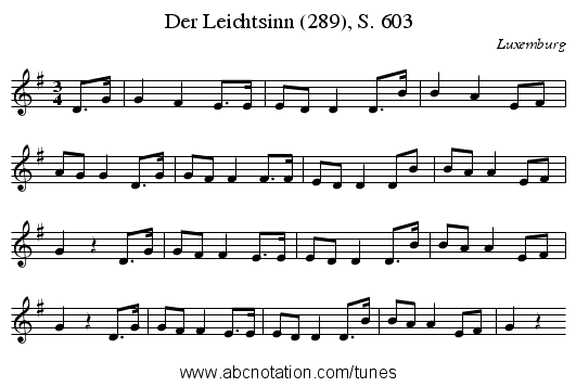 Der Leichtsinn (289), S. 603 - staff notation