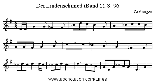 Der Lindenschmied (Band 1), S. 96 - staff notation