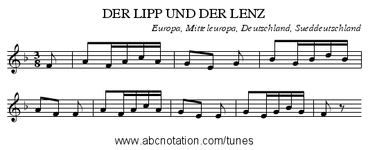 DER LIPP UND DER LENZ - staff notation