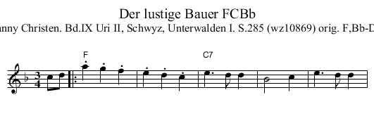 Der lustige Bauer FCBb - staff notation