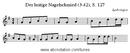 Der lustige Nagelschmied (3-42), S. 127 - staff notation