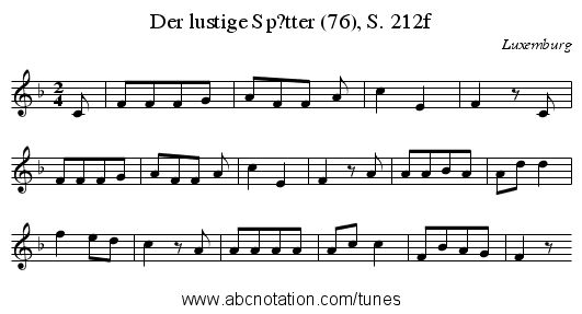 Der lustige Sp?tter (76), S. 212f - staff notation