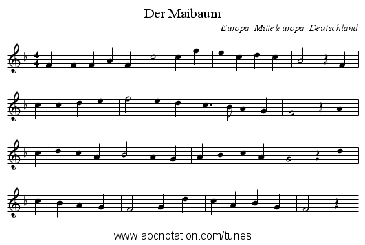 Der Maibaum - staff notation