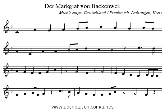 Der Markgraf von Backenweil - staff notation
