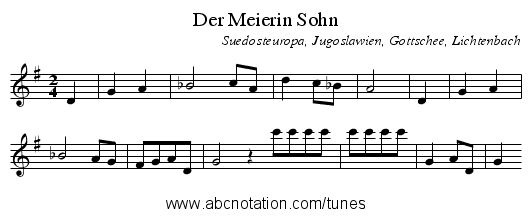 Der Meierin Sohn - staff notation