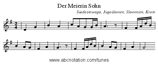 Der Meierin Sohn - staff notation