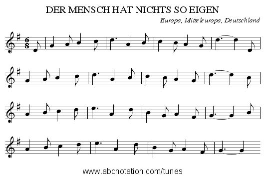 DER MENSCH HAT NICHTS SO EIGEN - staff notation
