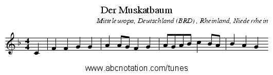 Der Muskatbaum - staff notation