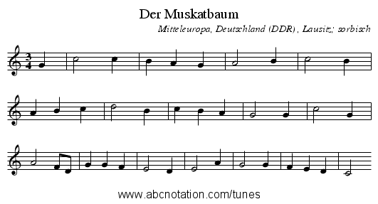 Der Muskatbaum - staff notation