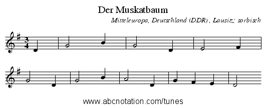Der Muskatbaum - staff notation