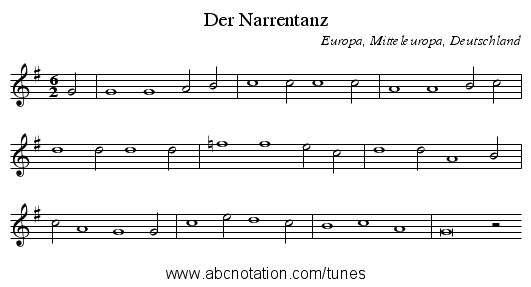 Der Narrentanz - staff notation