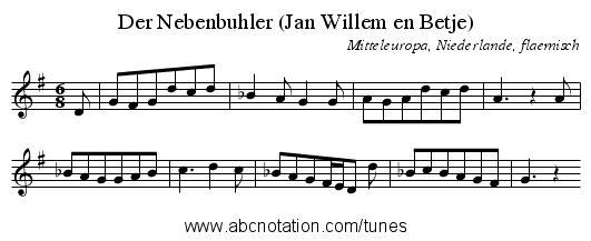 Der Nebenbuhler (Jan Willem en Betje) - staff notation