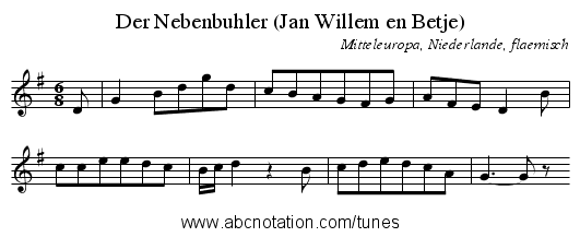 Der Nebenbuhler (Jan Willem en Betje) - staff notation