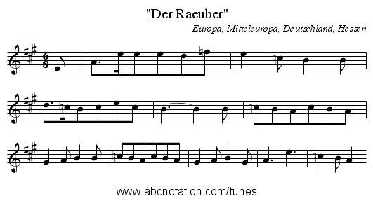 Der Raeuber - staff notation