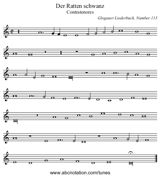Der Ratten schwanz - staff notation
