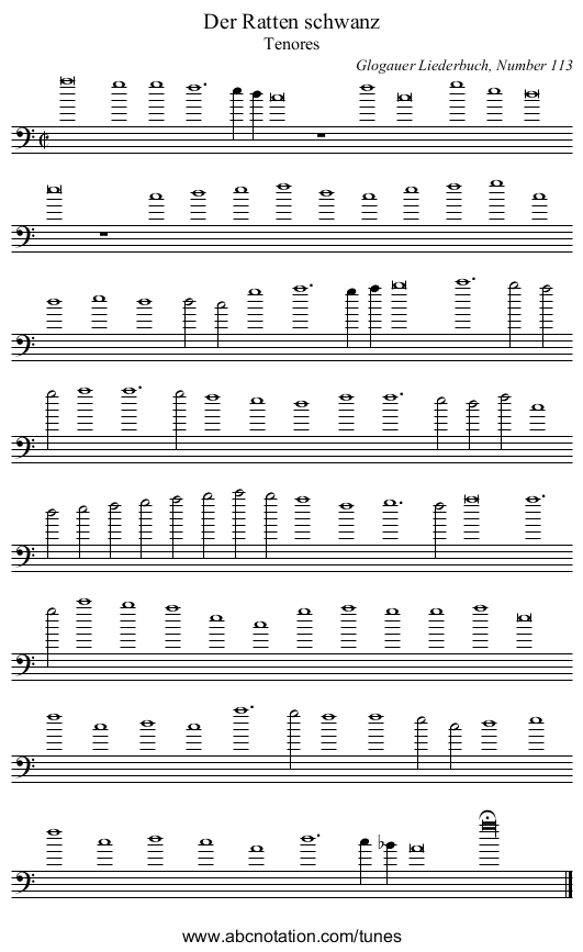 Der Ratten schwanz - staff notation