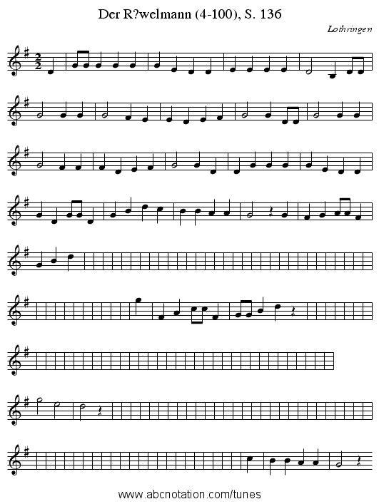 Der R?welmann (4-100), S. 136 - staff notation
