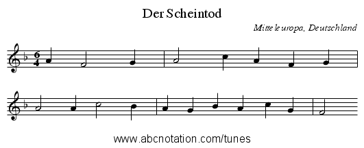 Der Scheintod - staff notation