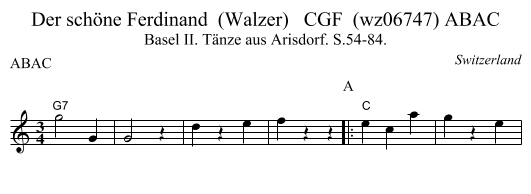 Der schöne Ferdinand  (Walzer)   CGF  (wz06747) ABAC - staff notation