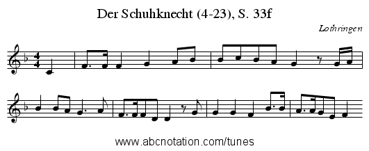 Der Schuhknecht (4-23), S. 33f - staff notation