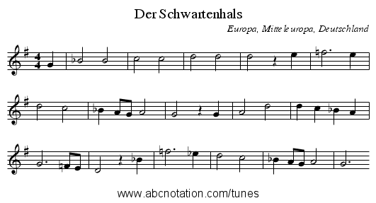Der Schwartenhals - staff notation
