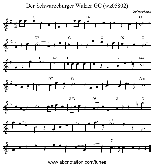 Der Schwarzeburger Walzer GC (wz05802) - staff notation
