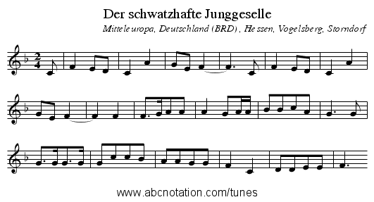 Der schwatzhafte Junggeselle - staff notation