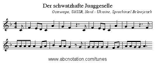 Der schwatzhafte Junggeselle - staff notation