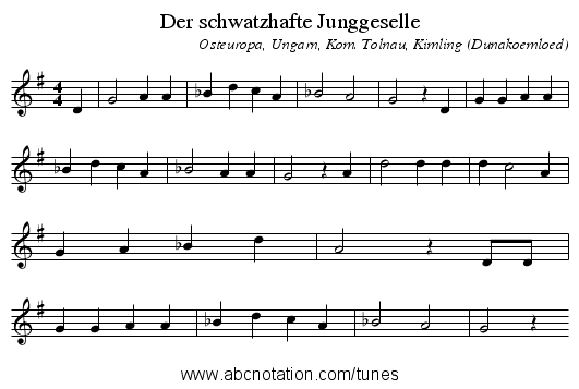 Der schwatzhafte Junggeselle - staff notation