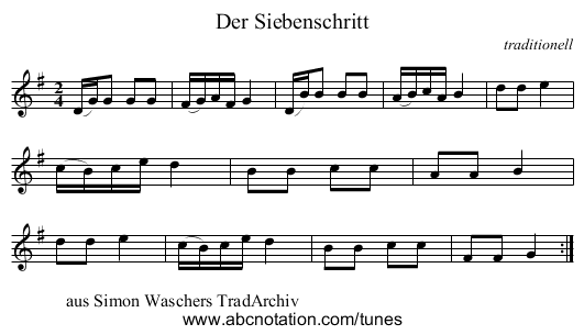 Der Siebenschritt - staff notation