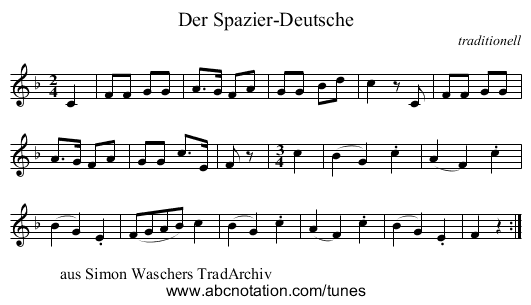 Der Spazier-Deutsche - staff notation