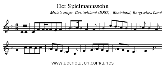 Der Spielmannssohn - staff notation