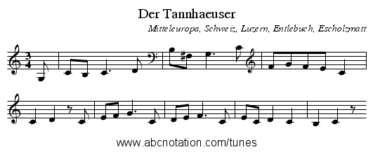 Der Tannhaeuser - staff notation