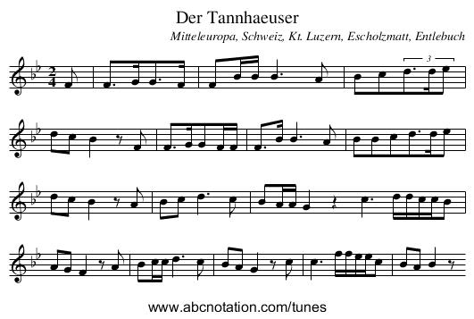 Der Tannhaeuser - staff notation
