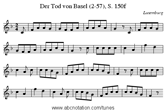 Der Tod von Basel (2-57), S. 150f - staff notation