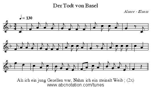 Der Todt von Basel - staff notation