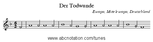 Der Todwunde - staff notation